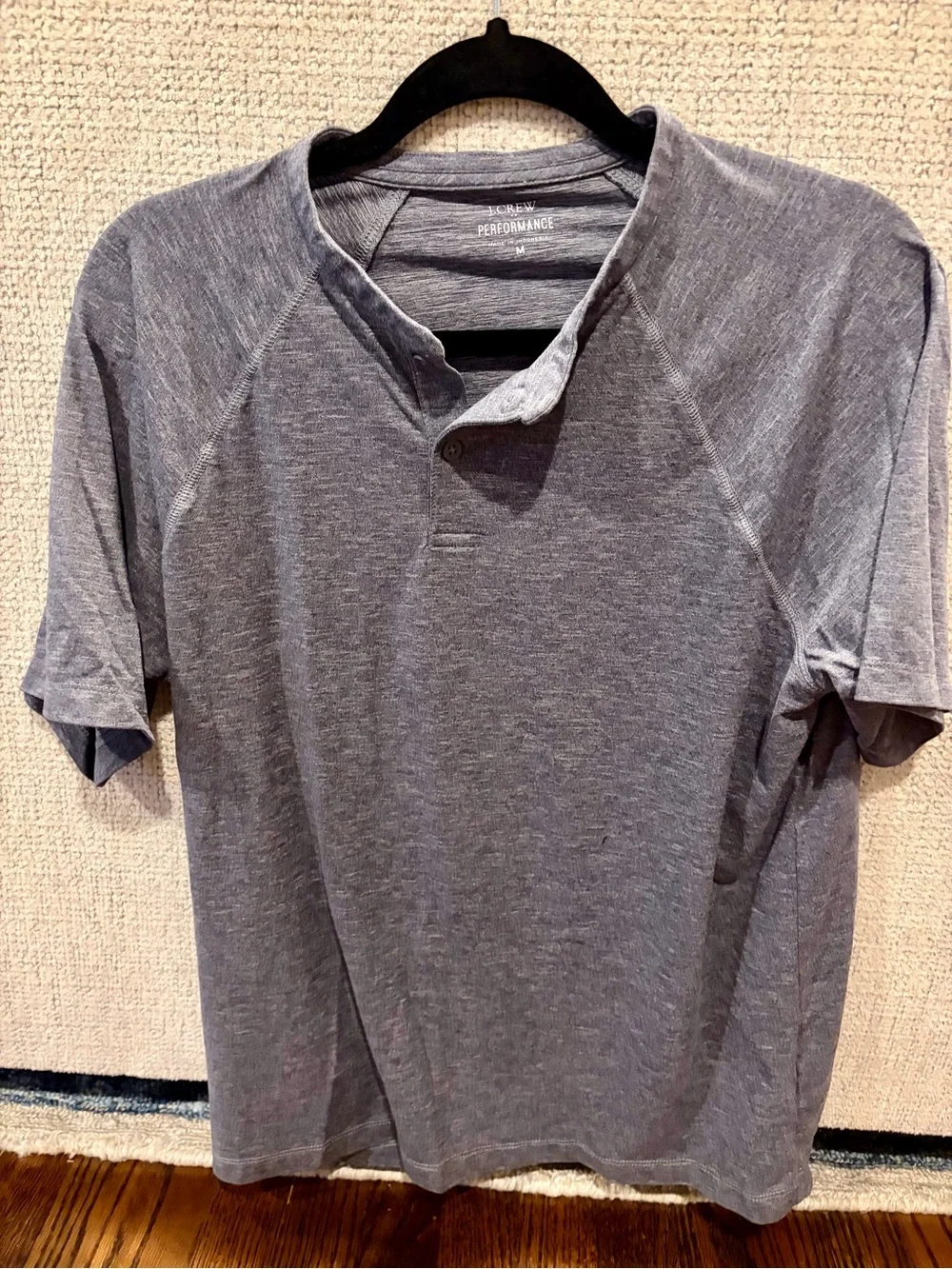 J. Crew Performance Short-Sleeve Henley in Grey Heather